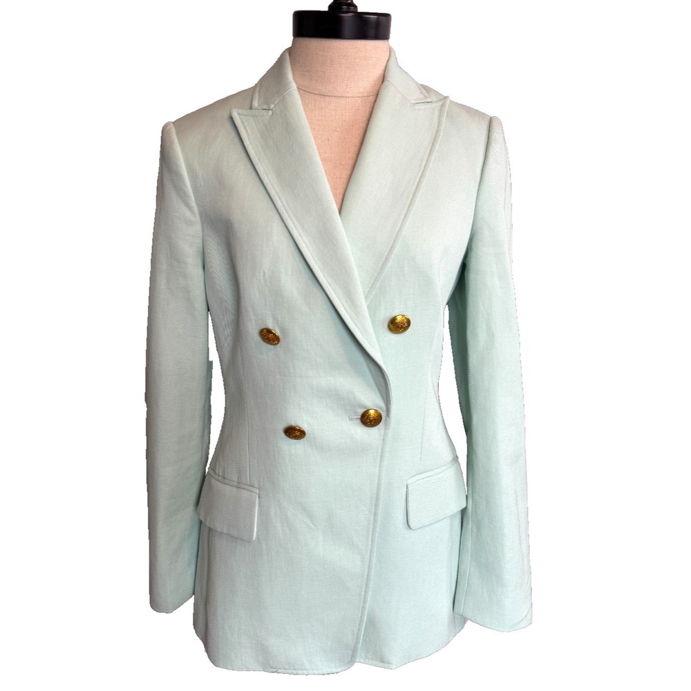 A.L.C. Sedgwick II Double Breasted Blazer Mint Green Gold‎ buttons Size 2  Small
